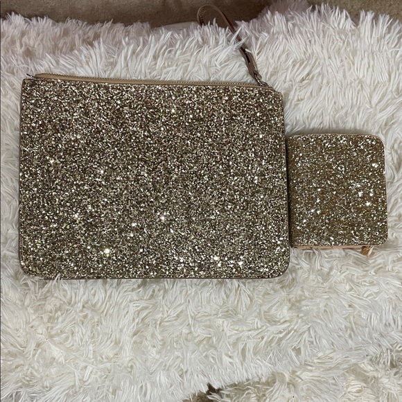 Gold Glitter Clutch and Wallet Set - Picture 1 of 1